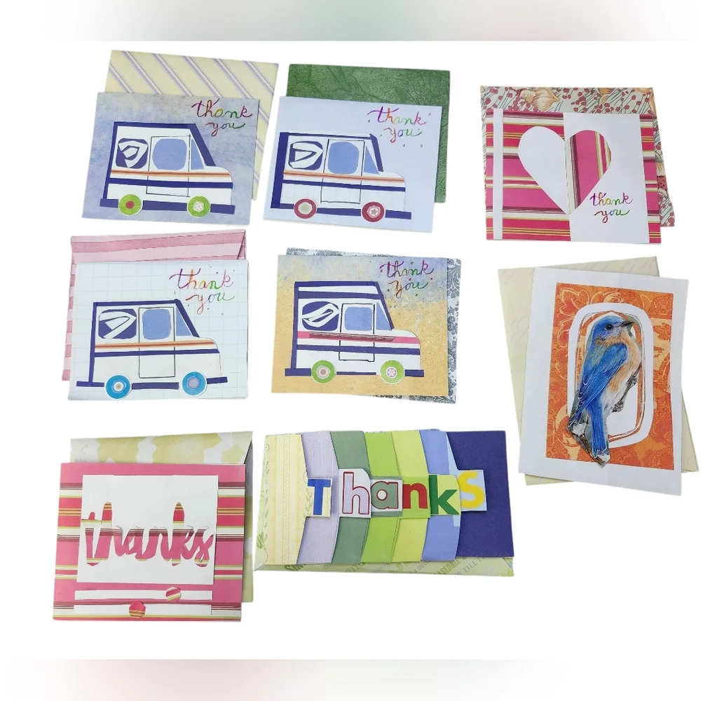 Handmade Thank You Cards Set (8) – Colorful Stationery Bundle – Ready to Ship●